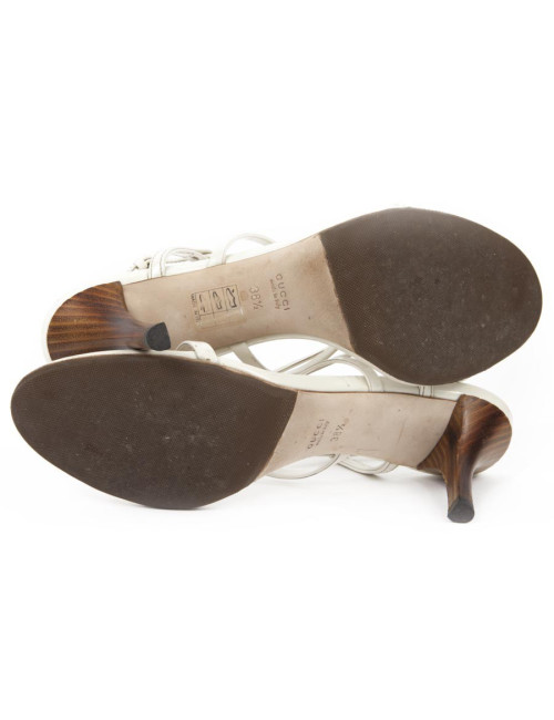 GUCCI White Leather T38.5 sandals