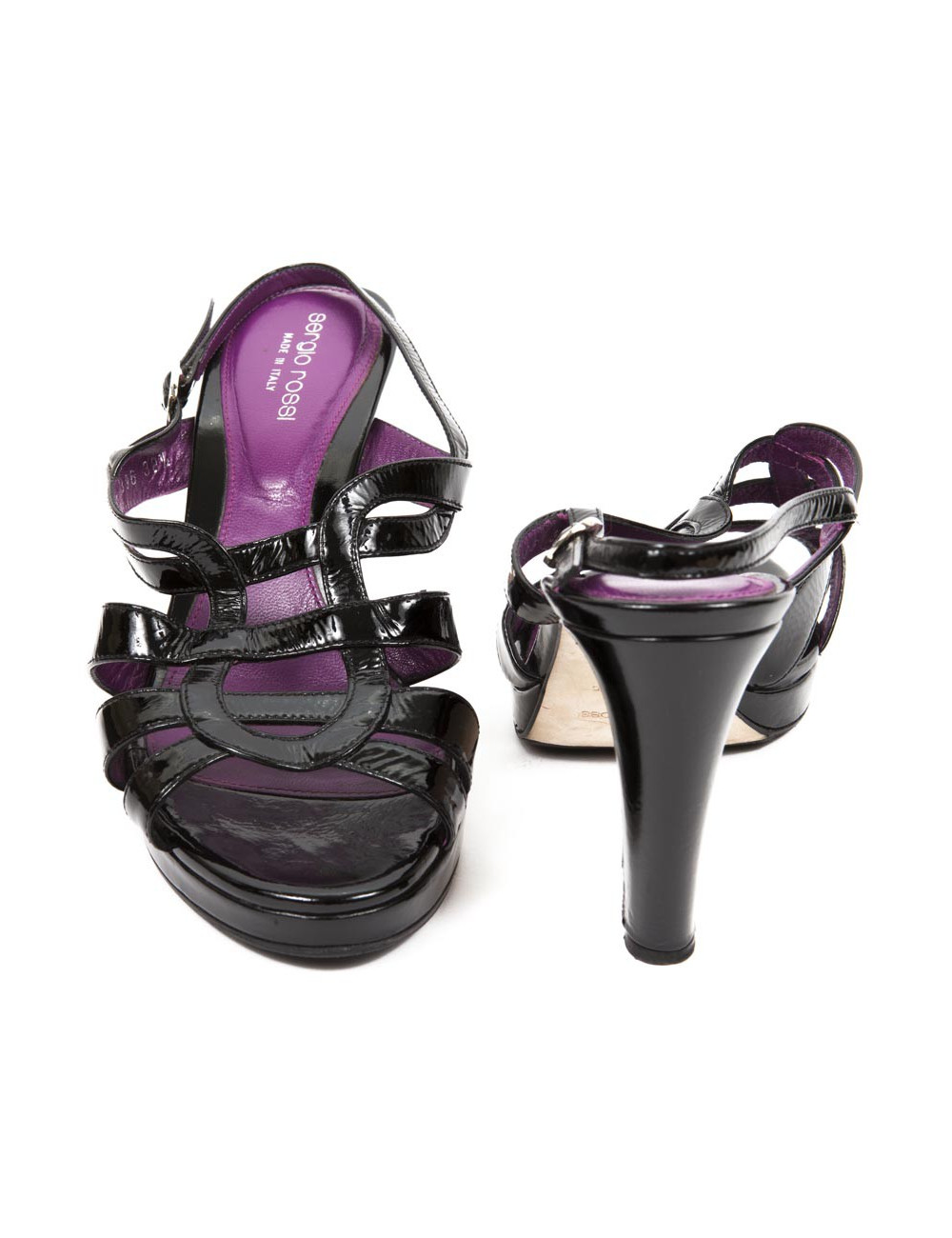 Escarpins SERGIO ROSSI T38.5 en cuir verni noir