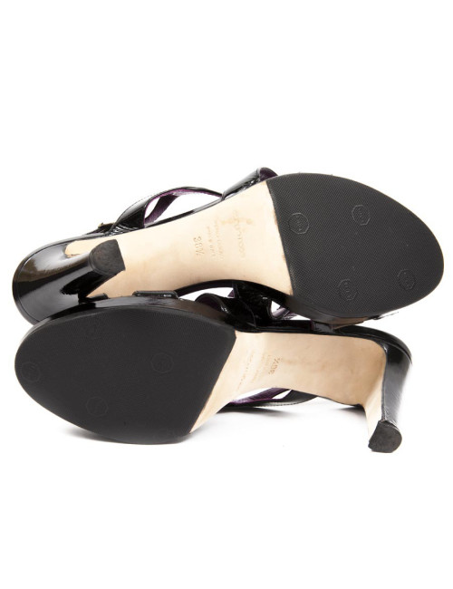 Escarpins SERGIO ROSSI T38.5 en cuir verni noir