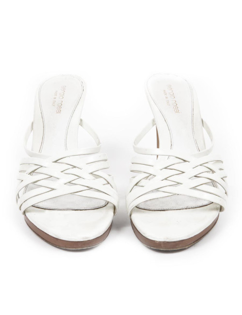 Sandales hautes SERGIO ROSSI T38.5 en cuir blanc