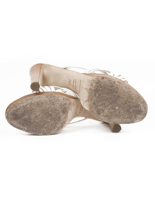 SERGIO ROSSI T38.5 White Leather high sandals