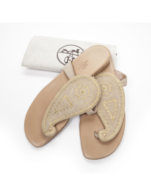Flip flops HERMES t39 in beige suede