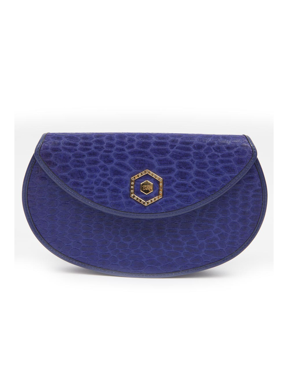 Sac du soir REVILLON en soie bleu encre 