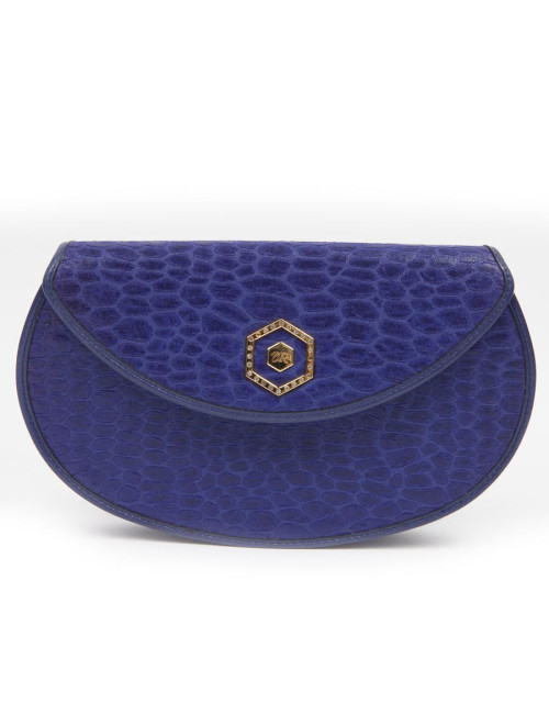 Sac du soir REVILLON en soie bleu encre 