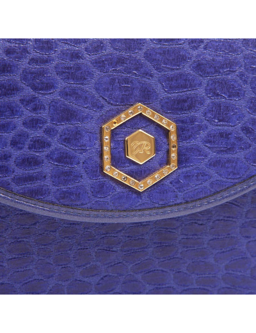 Evening bag in blue ink silk REVILLON