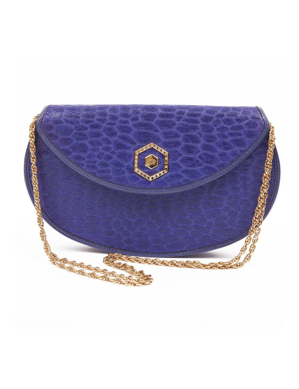 Sac du soir REVILLON en soie bleu encre 