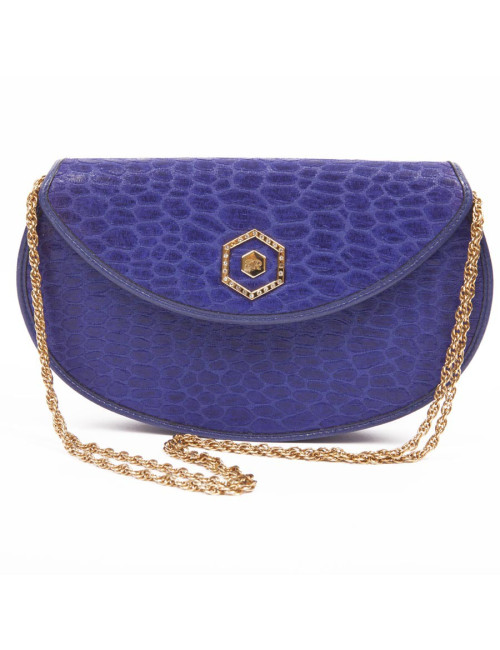 Evening bag in blue ink silk REVILLON