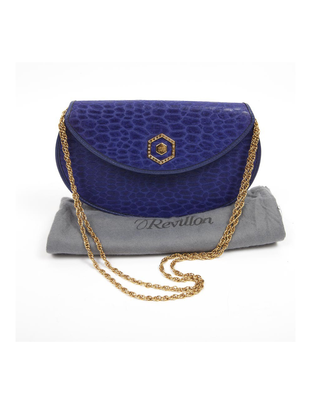 Evening bag in blue ink silk REVILLON