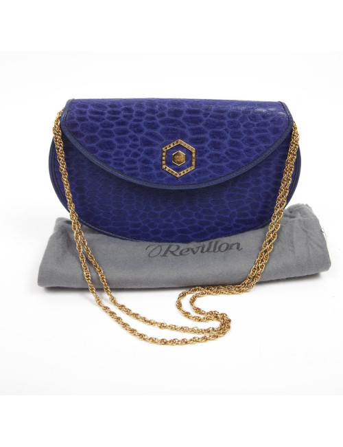 Evening bag in blue ink silk REVILLON