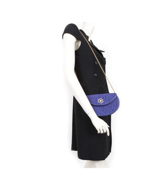 Evening bag in blue ink silk REVILLON