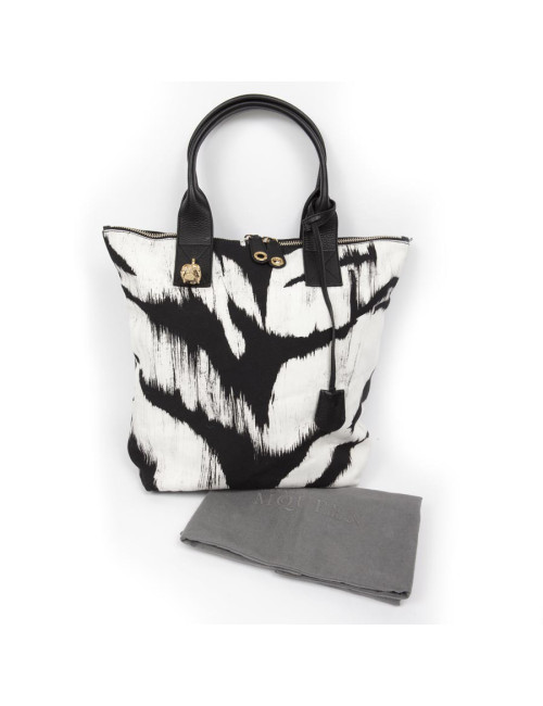 ALEXANDER Mc QUEEN canvas and leather tote bag