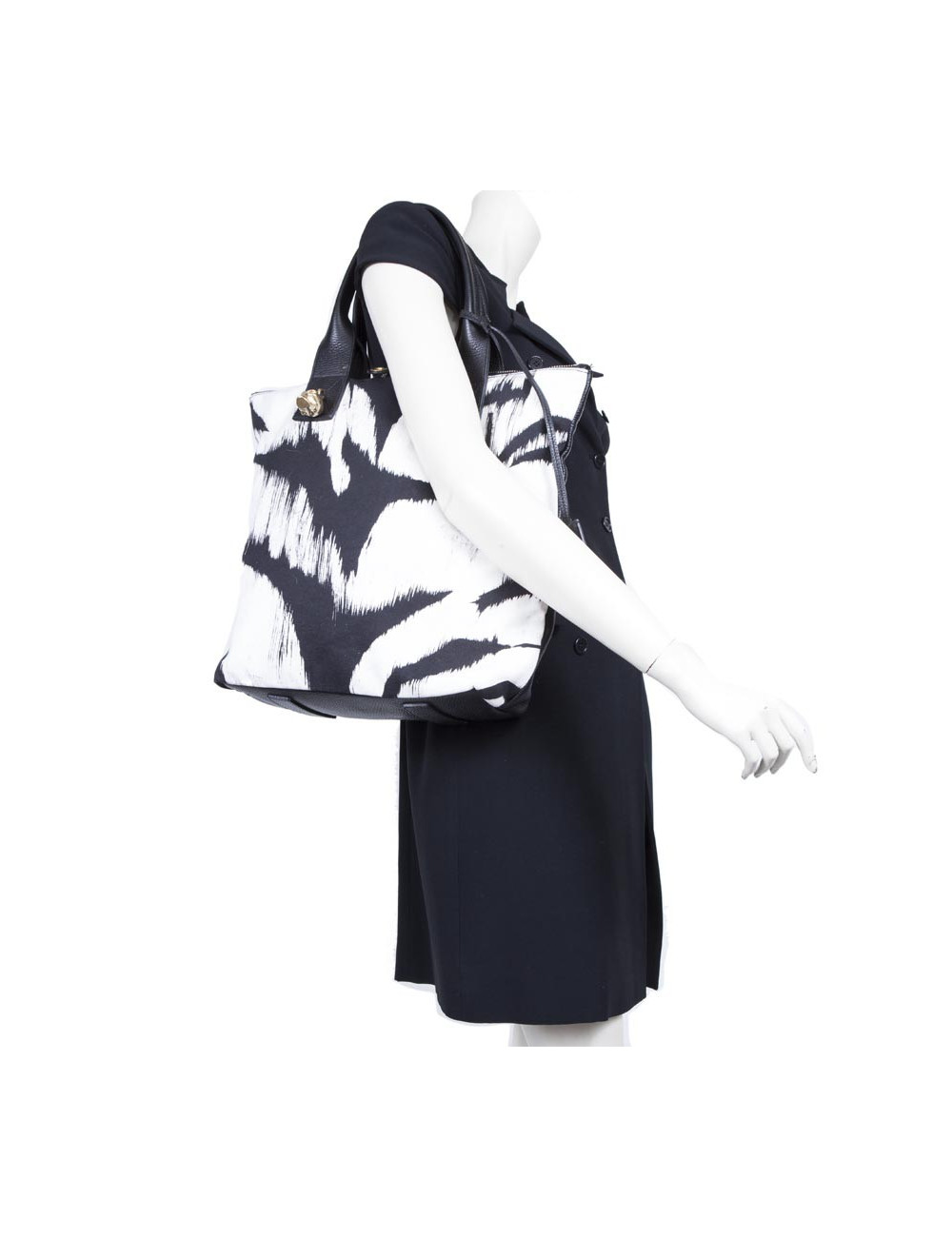 ALEXANDER Mc QUEEN canvas and leather tote bag