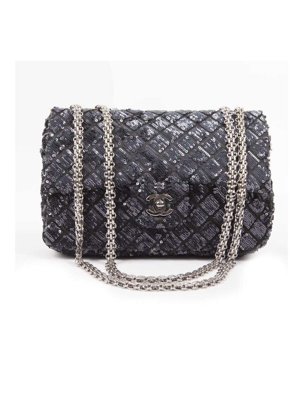Sac timeless CHANEL à sequins bleu nuit