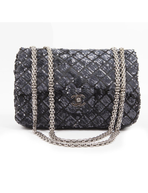Sac timeless CHANEL à sequins bleu nuit