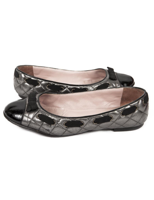 MARC JACOBS T 35 ballerinas silvery-gray quilted leather