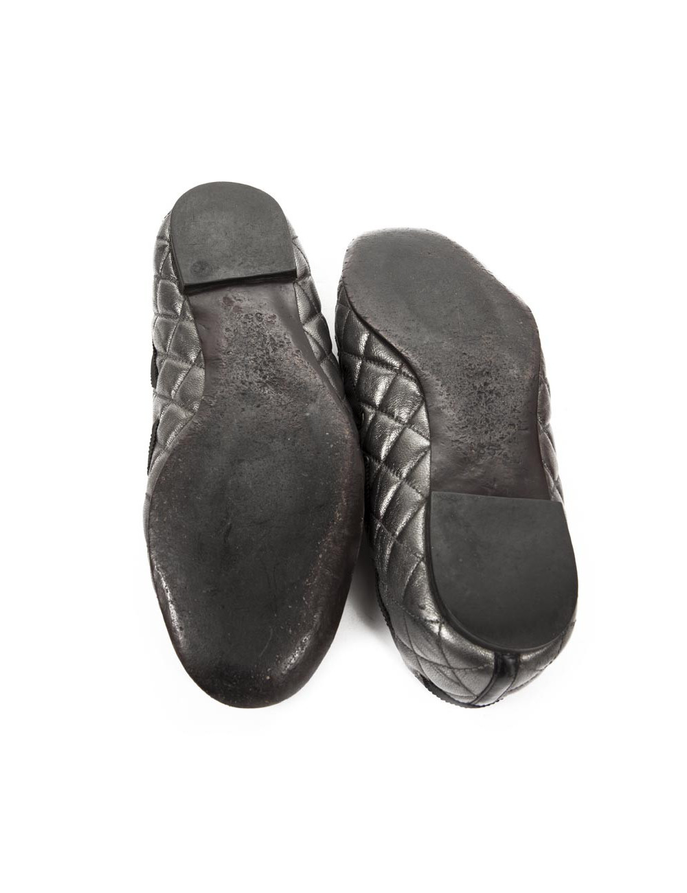 MARC JACOBS T 35 ballerinas silvery-gray quilted leather