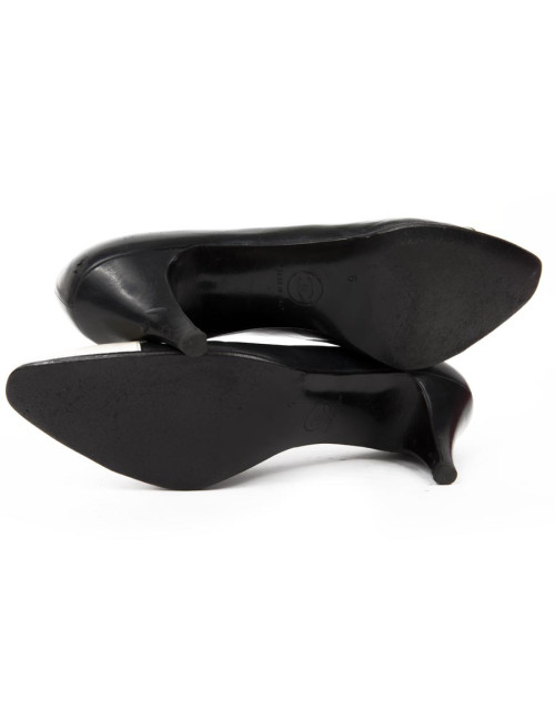 CHANEL T 37 leather Navy Blue and ecru shoes