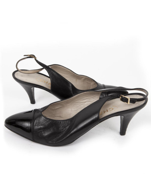 Sandals CHANEL T 9.5 (40.5) black lambskin