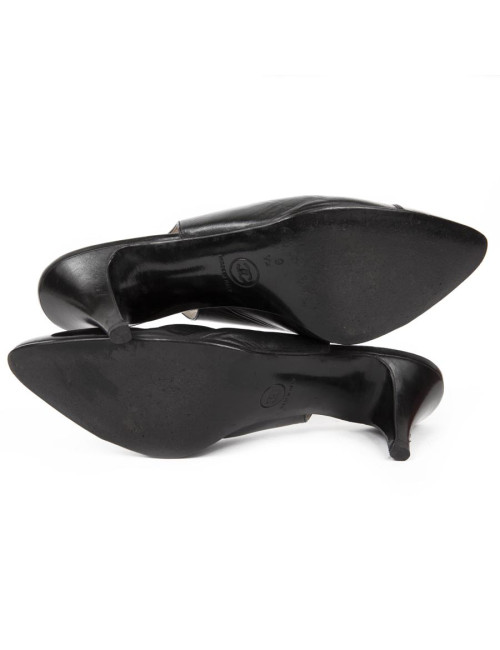 Sandales CHANEL T 9.5 (40.5) cuir d'agneau noir