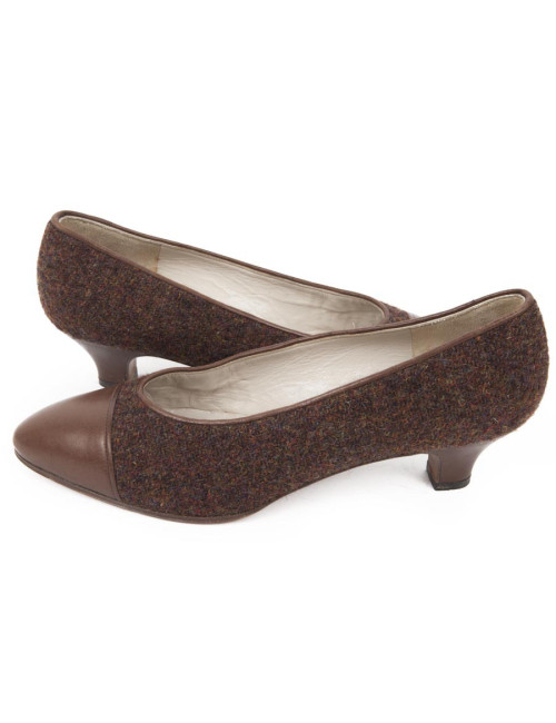 CHANEL shoes T 35.5 tweed and leather