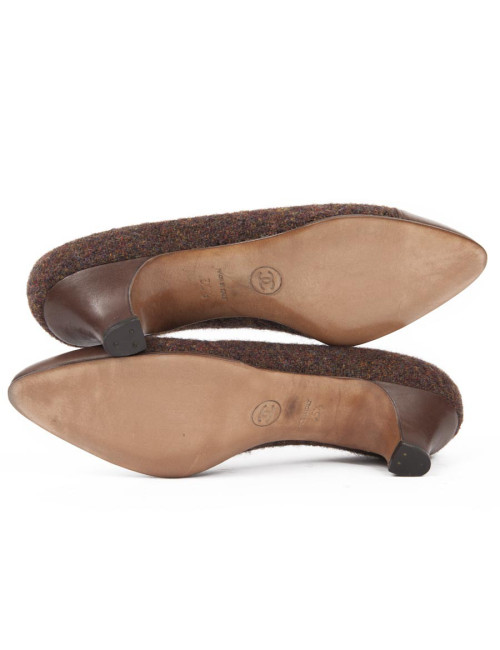 CHANEL shoes T 35.5 tweed and leather