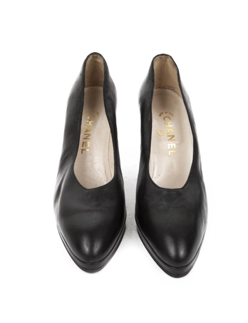 Shoes CHANEL T (8.5) 39.5 offset black lamb