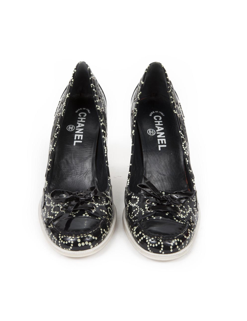 Escarpins CHANEL  t 39 en cuir verni bleu marine