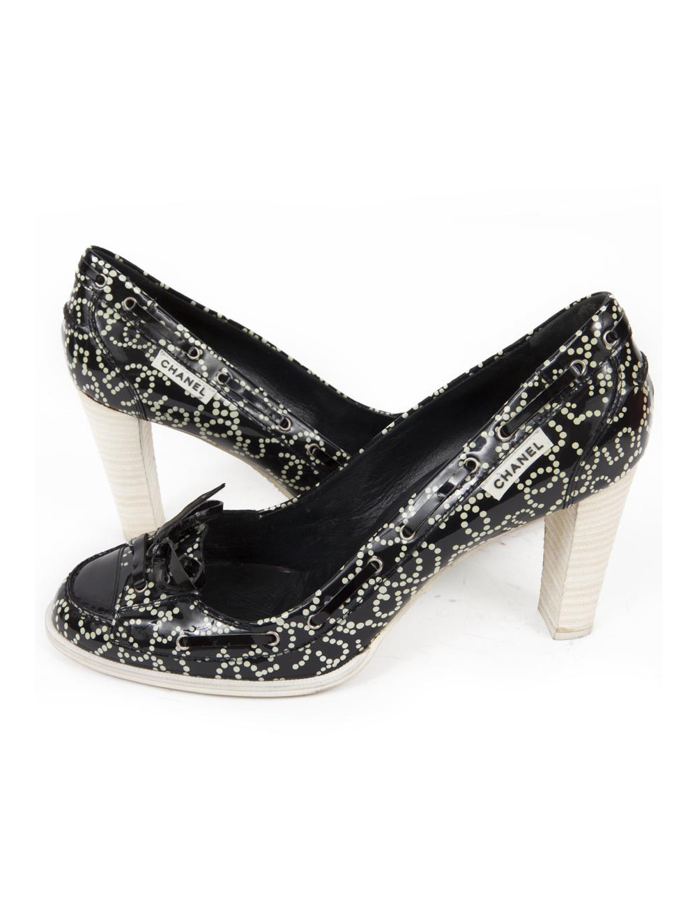 Escarpins CHANEL  t 39 en cuir verni bleu marine