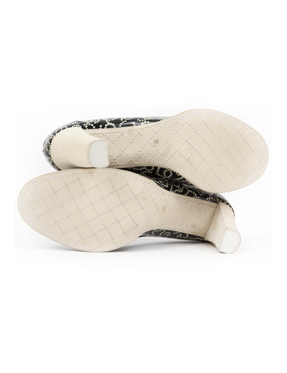 Escarpins CHANEL  t 39 en cuir verni bleu marine