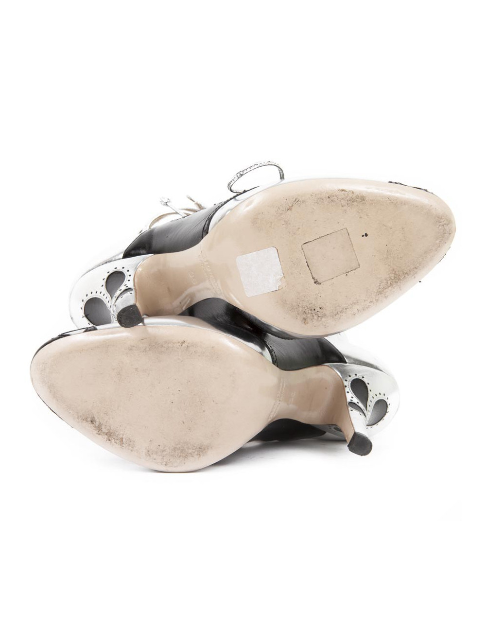 MIU MIU t 36 silver and black leather Court shoes