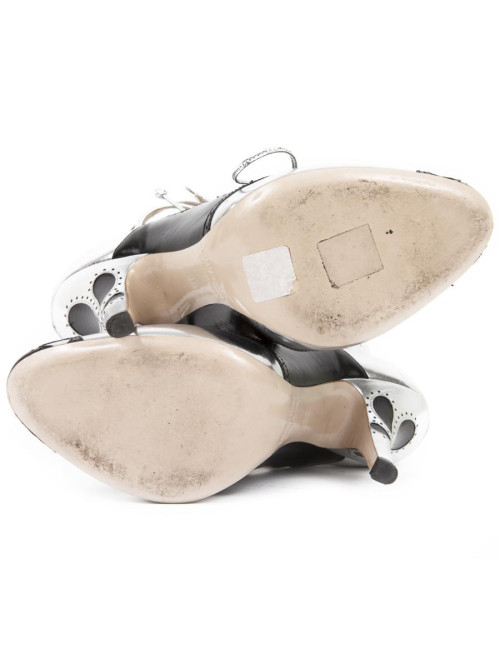 MIU MIU t 36 silver and black leather Court shoes