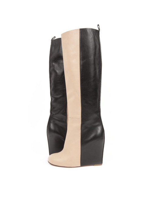 Boots Céline two-tone beige and black lamb leather T.36 FR.