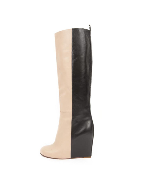 Boots Céline two-tone beige and black lamb leather T.36 FR.