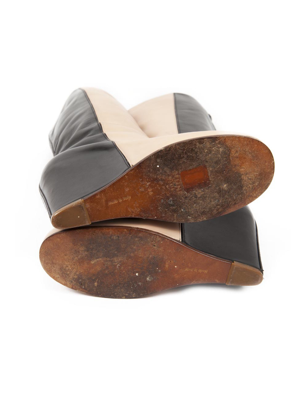 Boots Céline two-tone beige and black lamb leather T.36 FR.