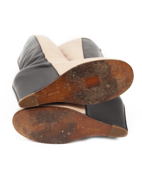 Boots Céline two-tone beige and black lamb leather T.36 FR.