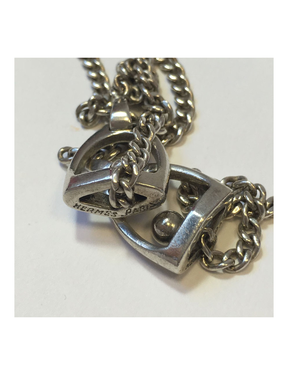 Sautoir "Etriers"HERMES Vintage en argent massif