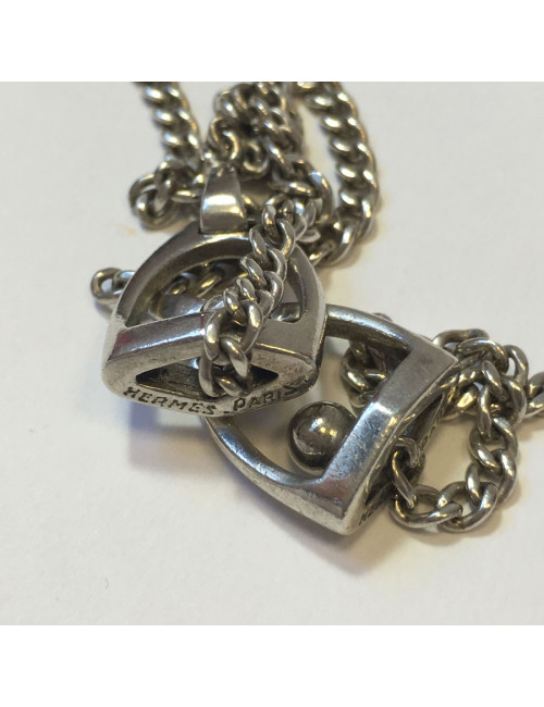 xxx Sautoir "Etriers"HERMES Vintage en argent massif