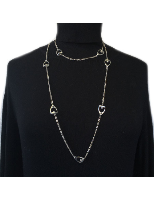 xxx Sautoir "Etriers"HERMES Vintage en argent massif