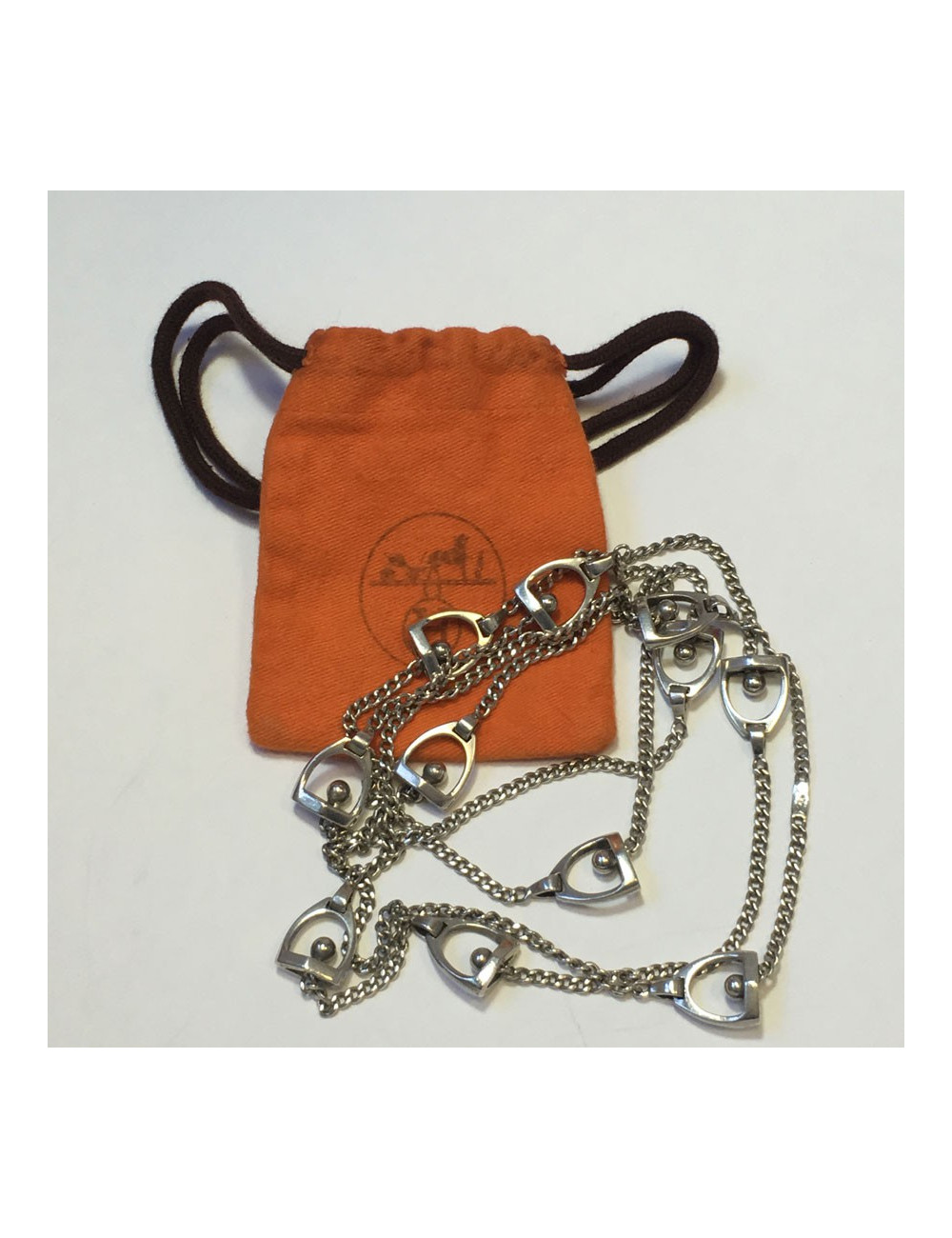 Sautoir "Etriers"HERMES Vintage en argent massif