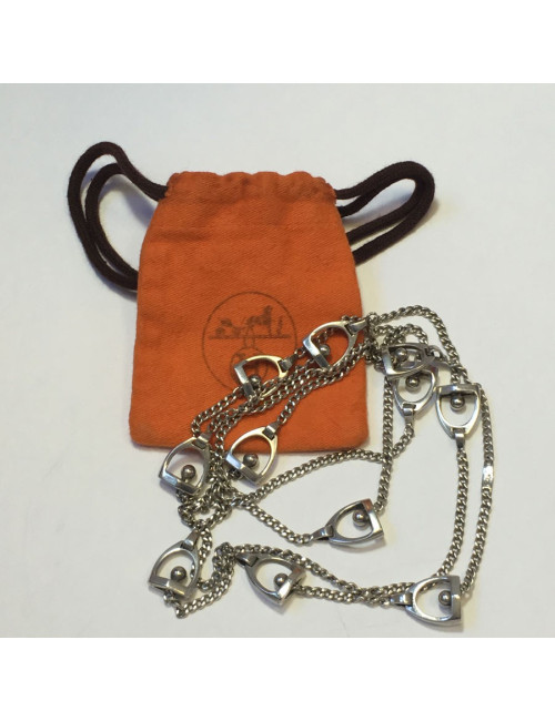 Sautoir "Etriers"HERMES Vintage en argent massif