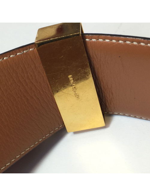 Belt "Fido" HERMES leather gold and Golden jewellery