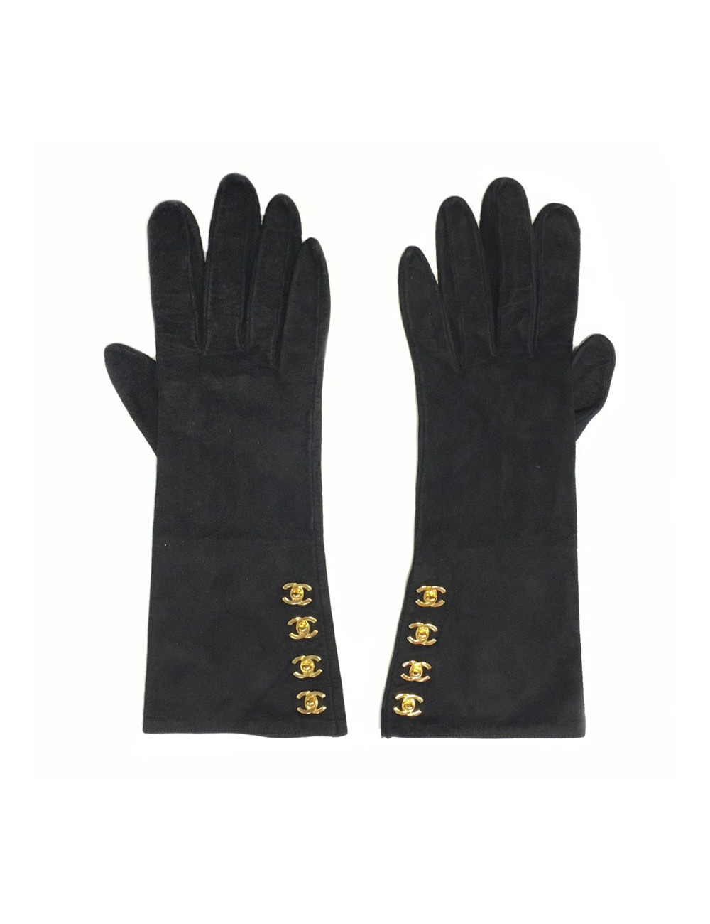 Gants CHANEL daim noir taille 6,5