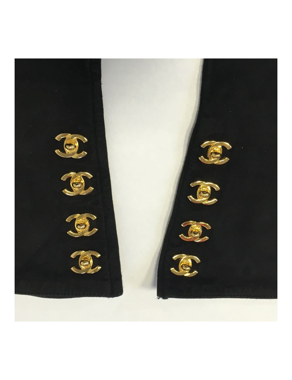 CHANEL black size 6.5 suede gloves