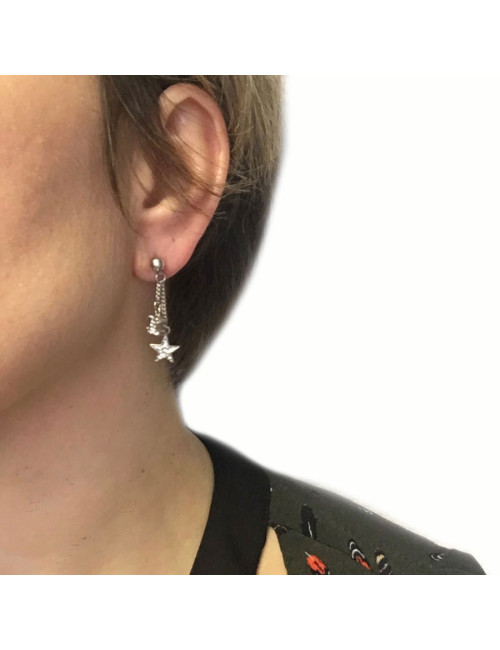 xxx Boucles d'oreille clous pendants CHANEL Strass