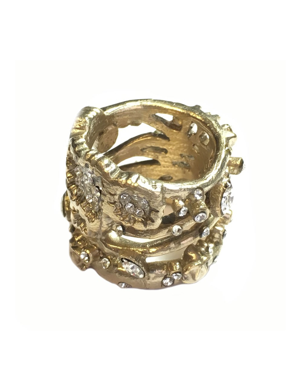 Bague CHANEL dorée et strass Taille 52