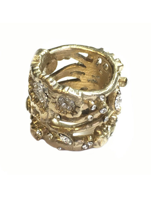 Bague CHANEL dorée et strass Taille 52
