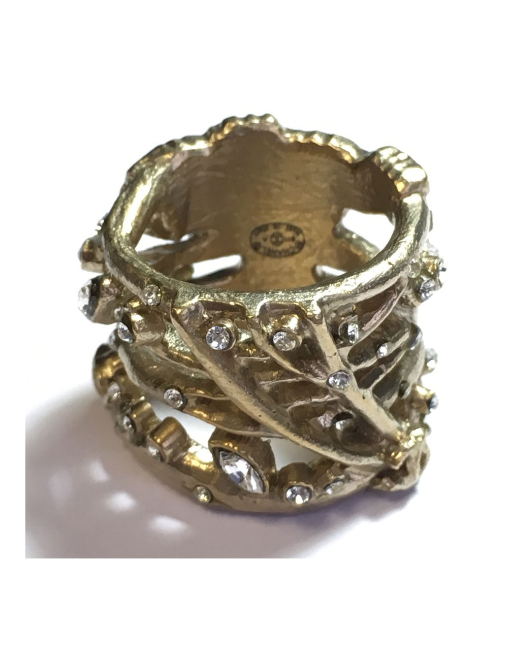 xxx Bague CHANEL dorée et strass Taille 52