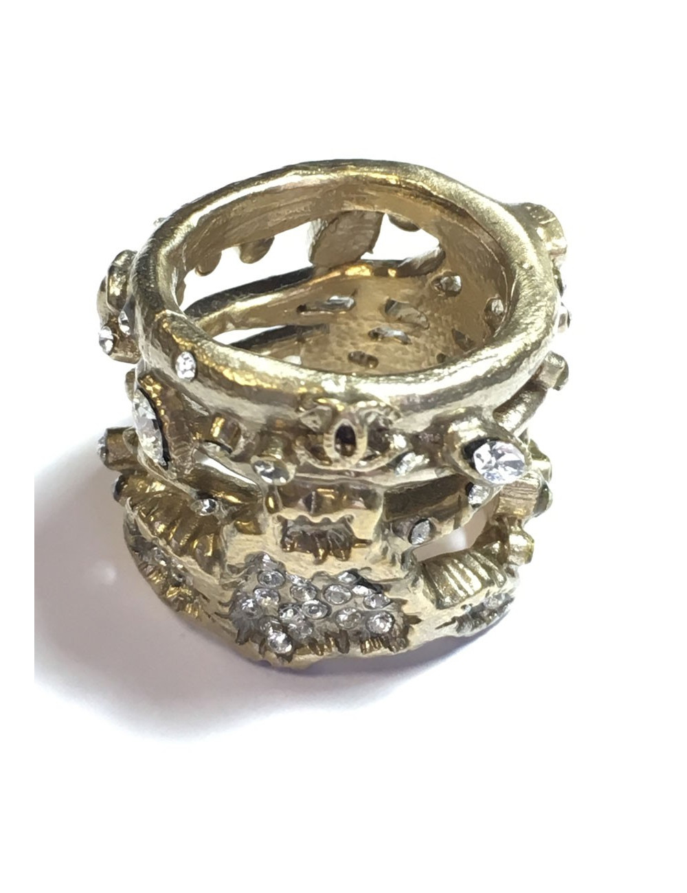 Ring CHANEL gold and rhinestone size 52