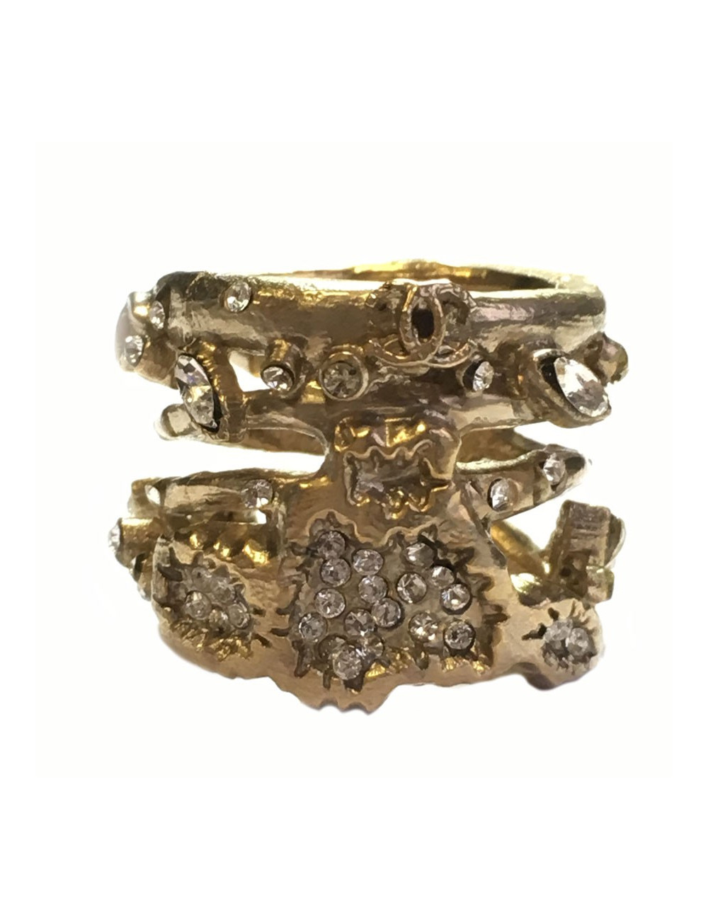 xxx Bague CHANEL dorée et strass Taille 52