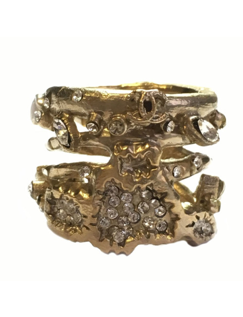 Ring CHANEL gold and rhinestone size 52